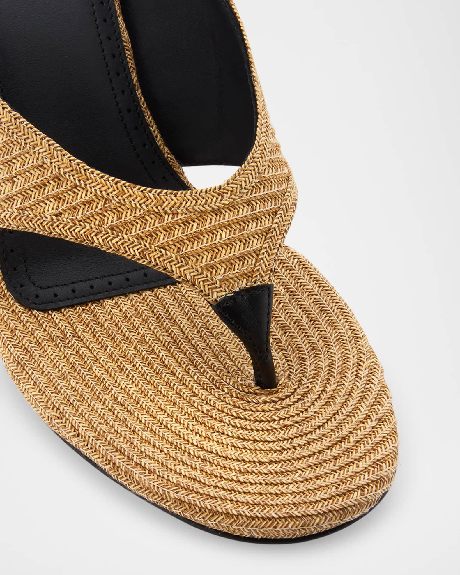 Raffia Wedge Thong Sandals Product Image
