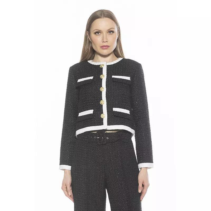 Women's ALEXIA ADMOR Rose Tweed Crewneck 3/4” Sleeve Jacket,  Product Image