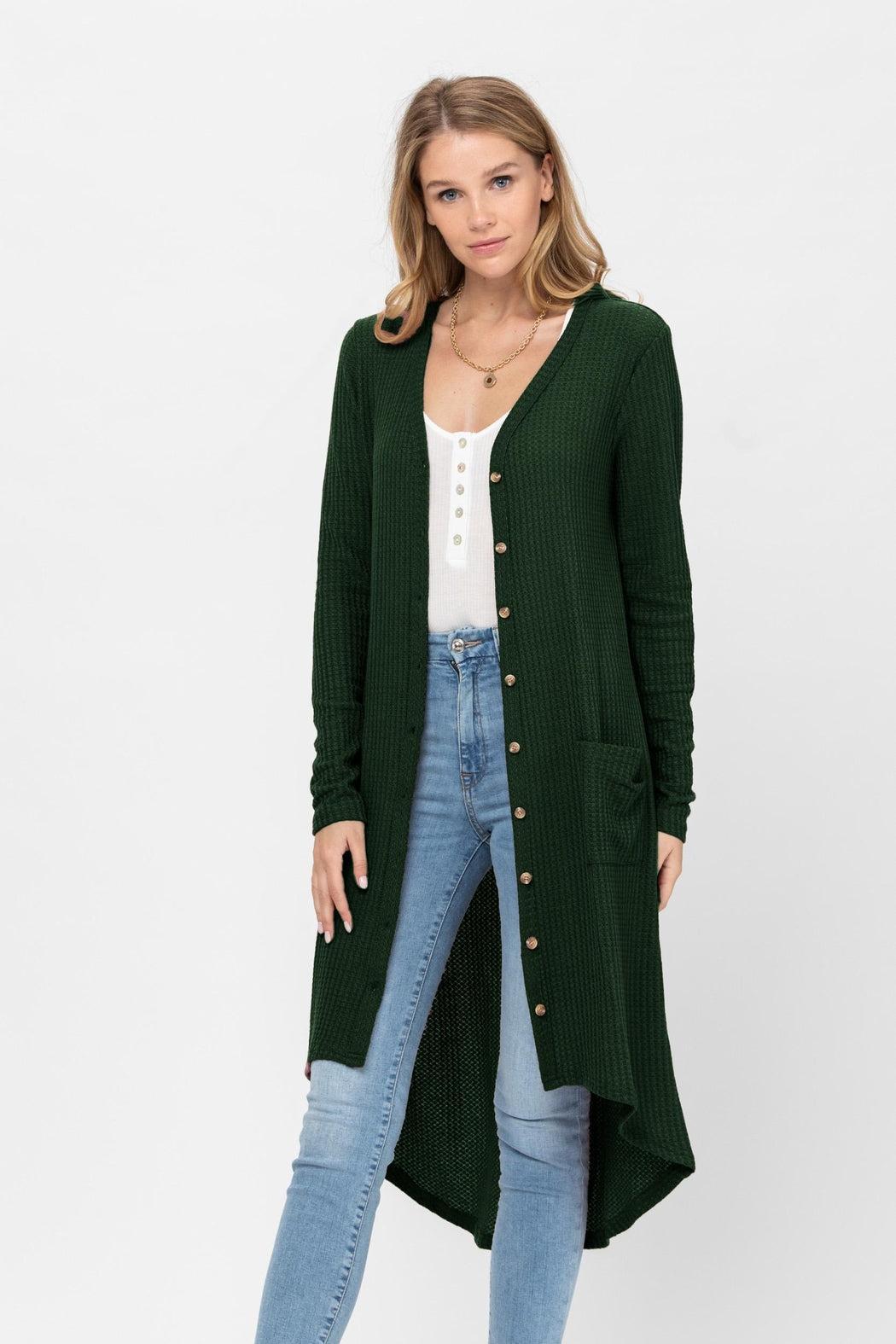 Button Down Solid Color Knit Cardigans With Pockets Product Image