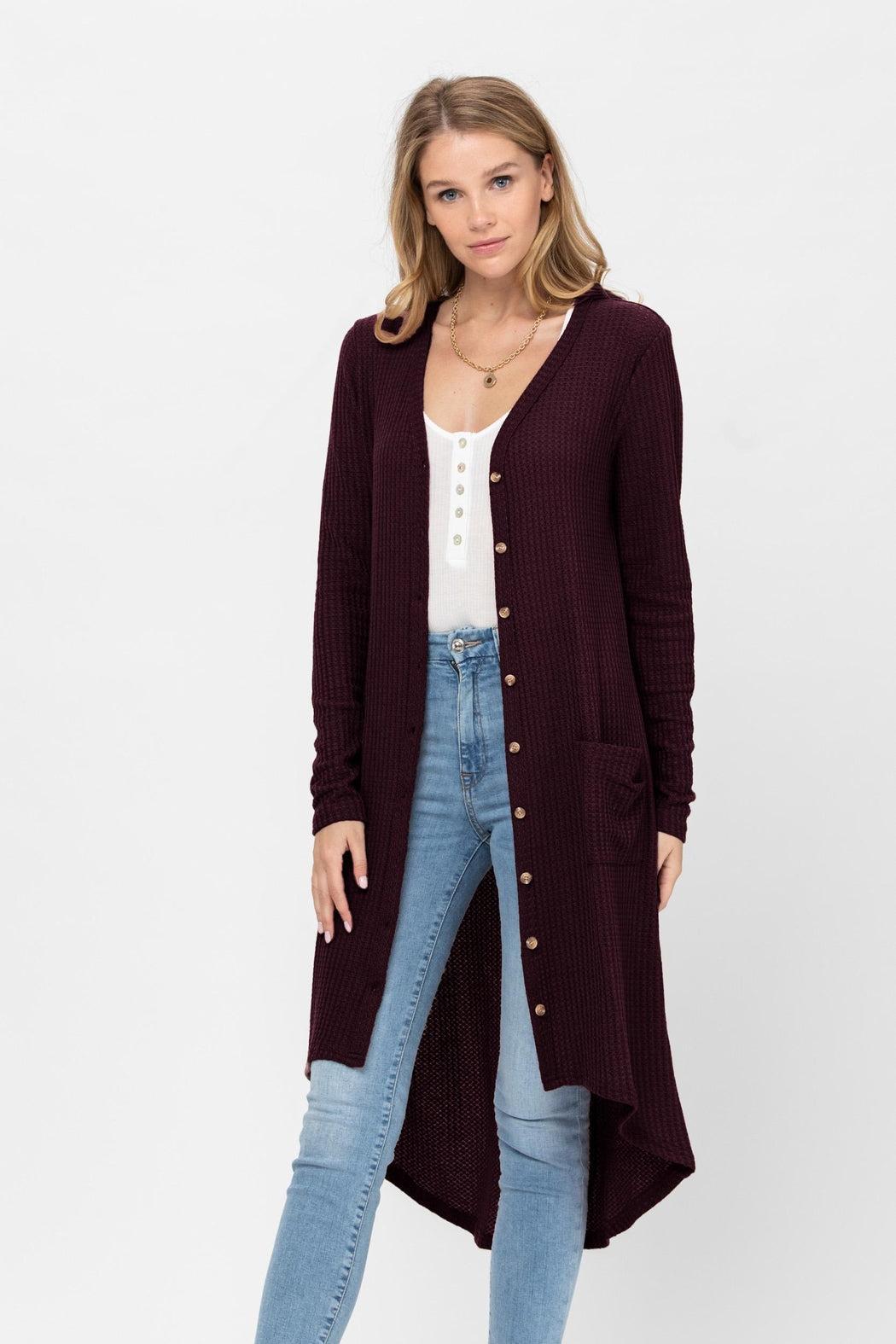Button Down Solid Color Knit Cardigans With Pockets Product Image