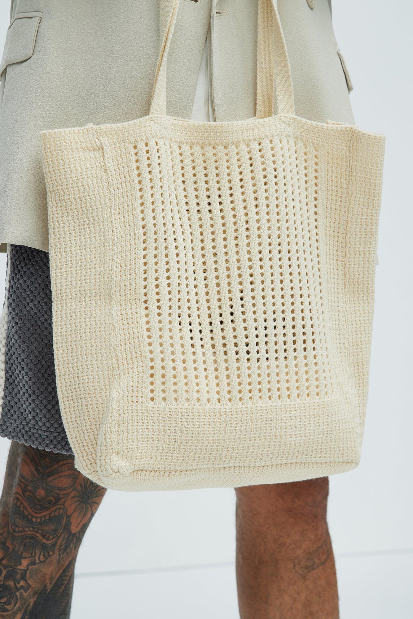 Crochet Flat Tote Bag - Cream Product Image