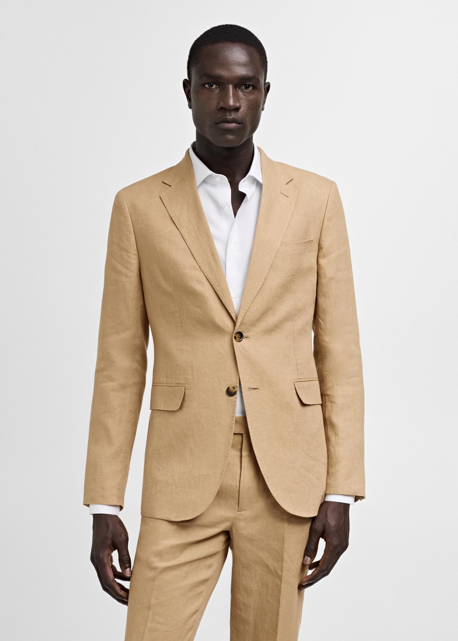 100% linen slim-fit suit jacket - Men | MANGO USA Product Image