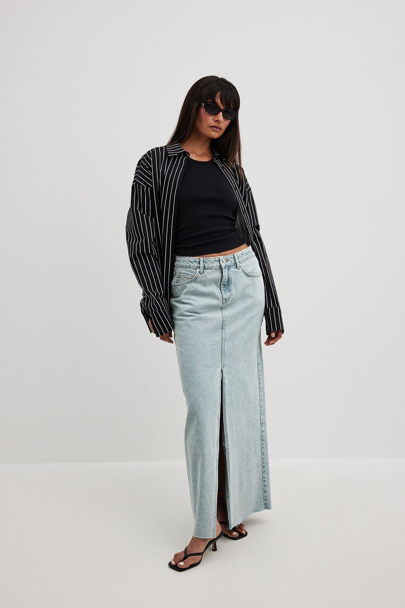 Denim Wide Maxi Skirt Product Image