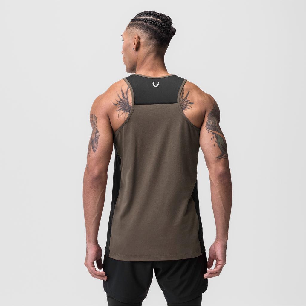 0809. Supima® Mesh Panel Training Singlet - Olive Product Image