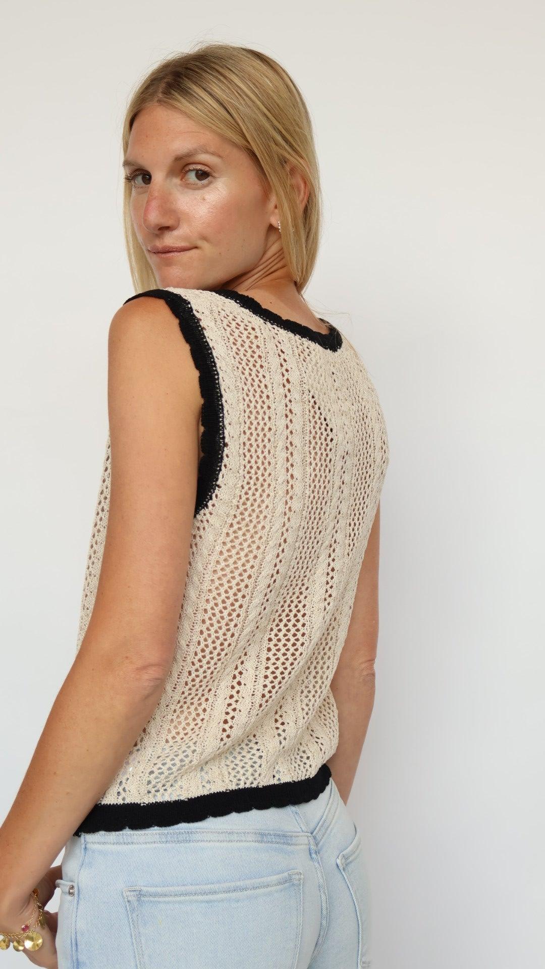 Edge Contrast Crochet Top Product Image