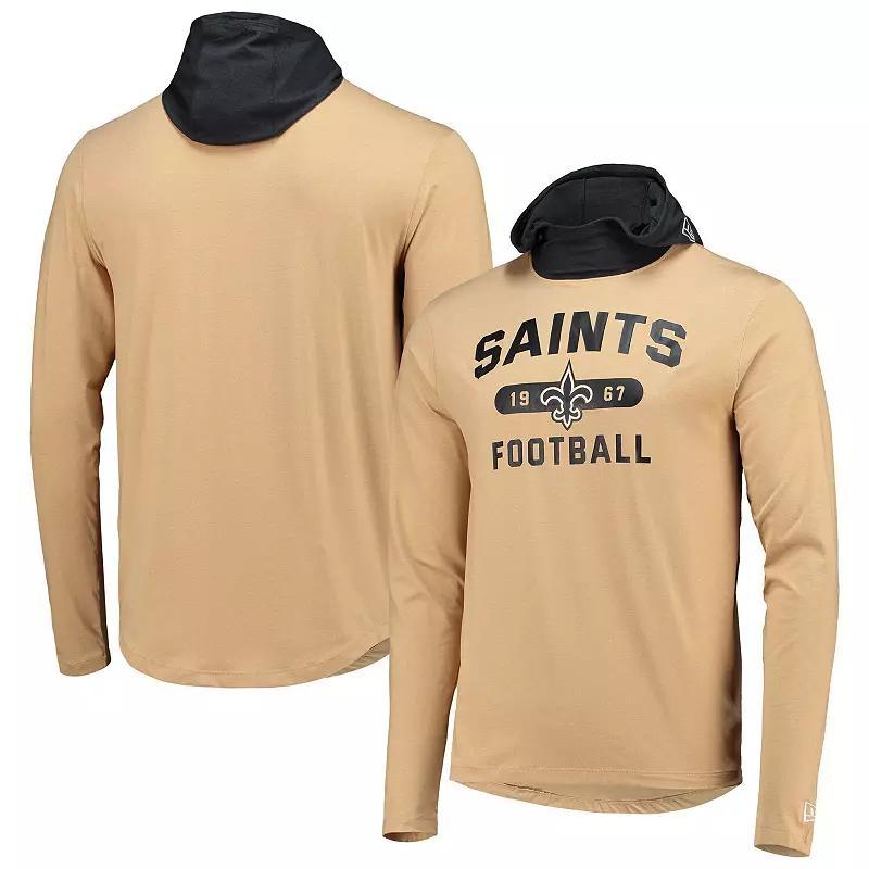 Men's New Era Gold/Black New Orleans Saints Active Block Hoodie Long Sleeve T-Shirt, Size: XL Product Image