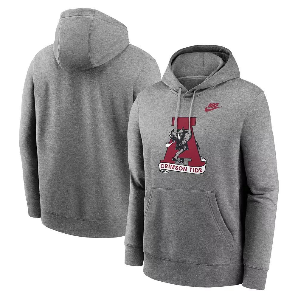 Men's Nike Heather Gray Alabama Crimson Tide Legacy Logo Club Fleece Pullover Hoodie,  Product Image