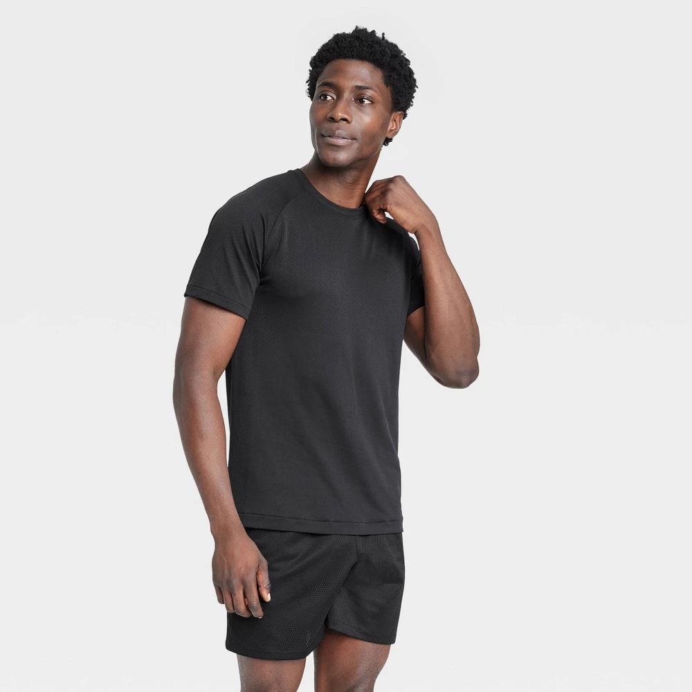 Mens Short Sleeve Seamless T-Shirt - All In Motion Black XXL Product Image