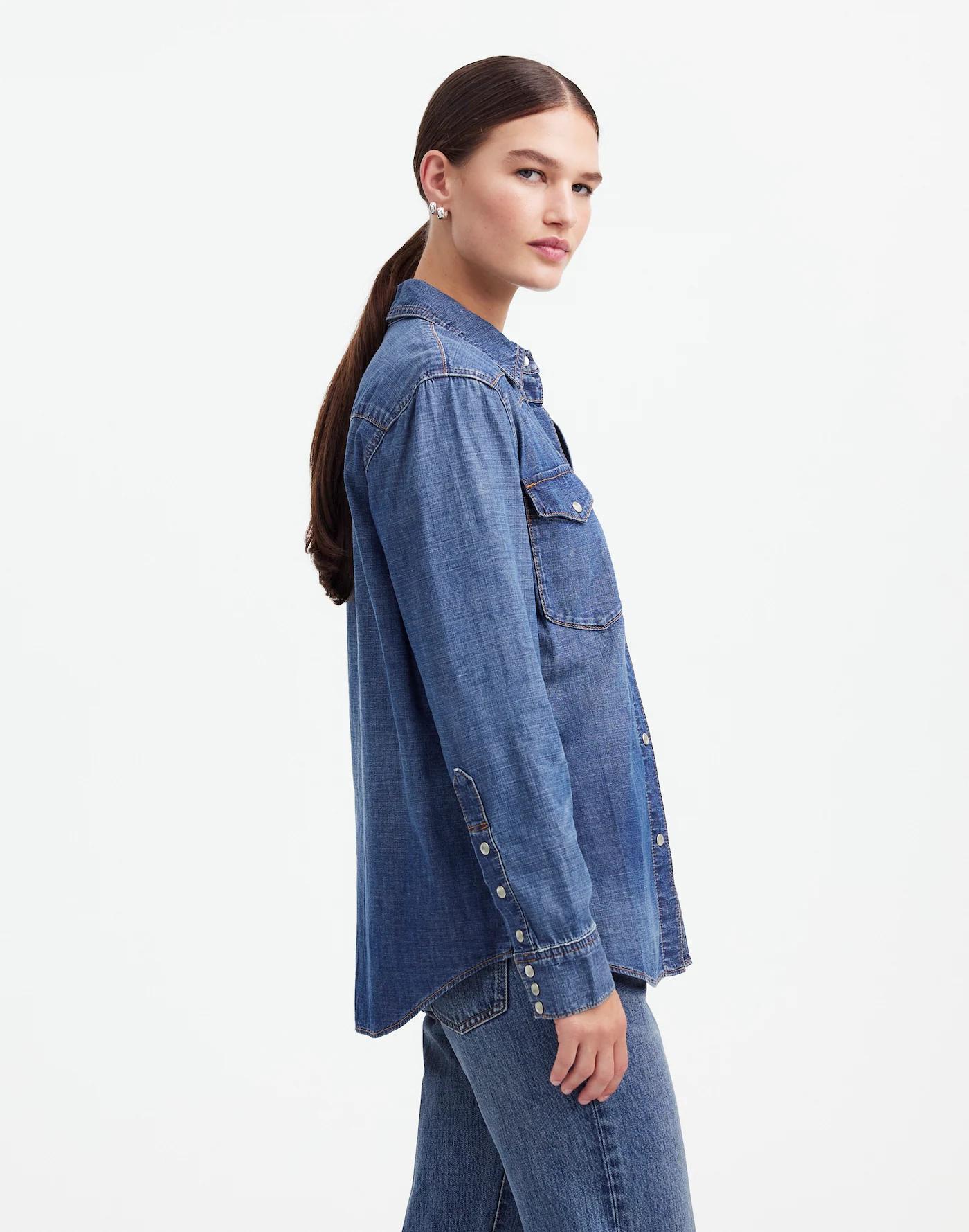 Alexa Chung for Madewell Denim Western Shirt in Vintage Wash Product Image