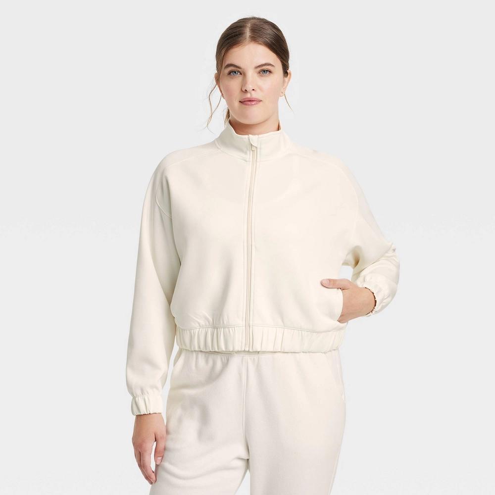 Women's Airy Sleek Full Zip Jacket - All In Motion™ Cream S Product Image