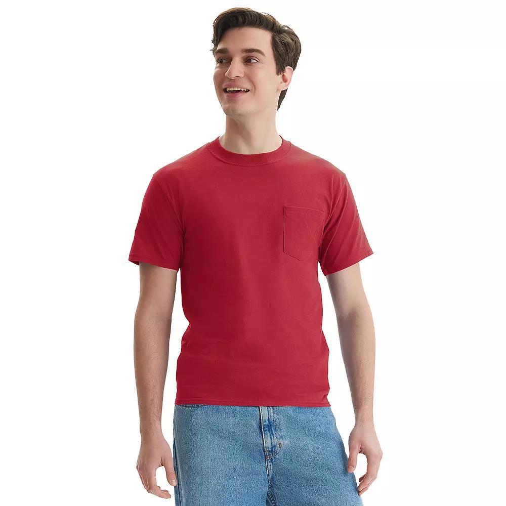 Men's Hanes® Beefy-T 2-Pack Pocket T-Shirt, Size: XL, Deep Red Product Image