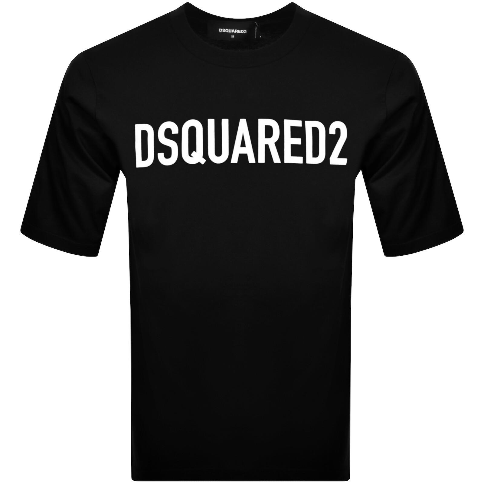 DSQUARED2 Mens Black Brand-print Crewneck Regular-fit Cotton-jersey T-shirt Product Image