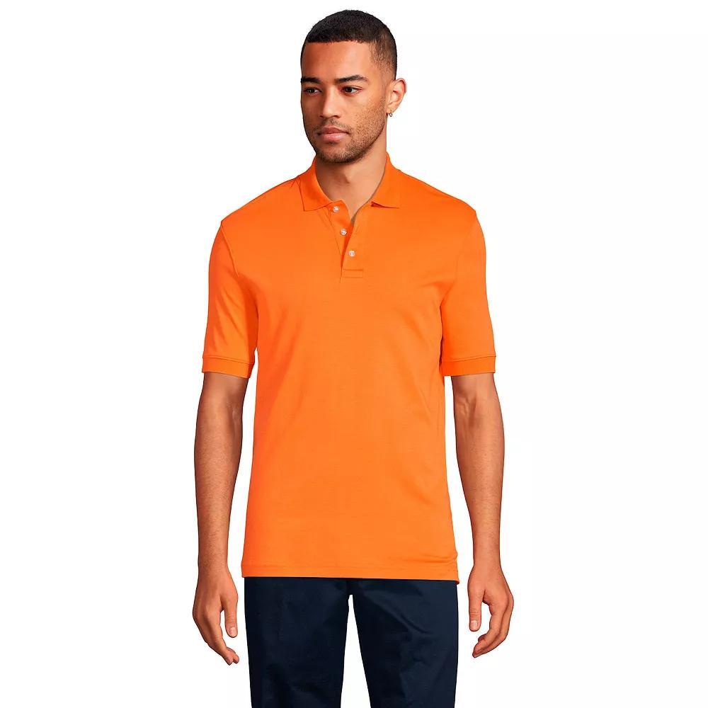 Men's Lands' End Short Sleeve Interlock Polo Shirt, Size: Large, Orange Spice Product Image