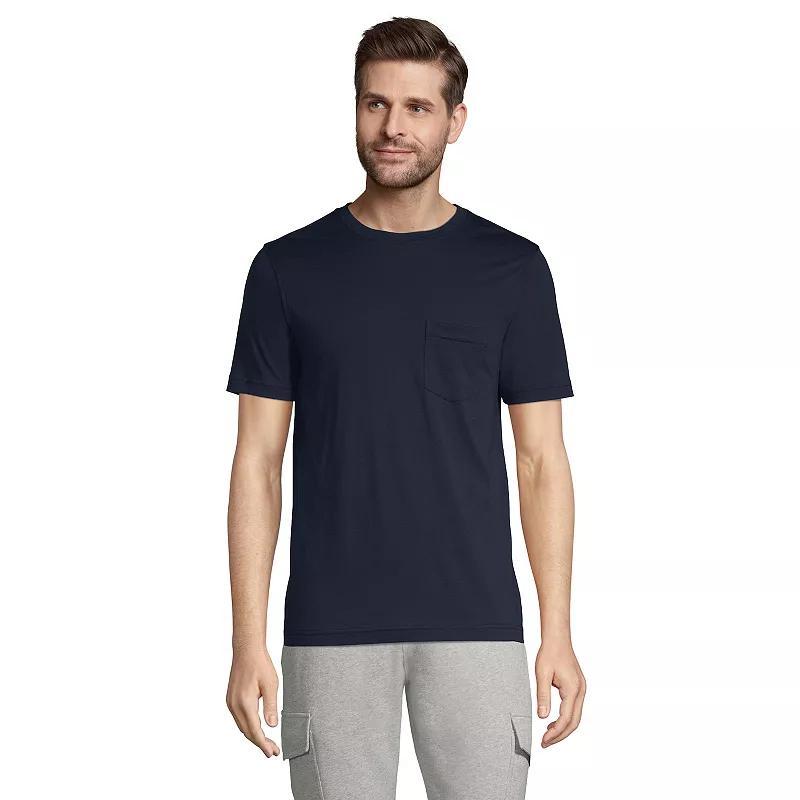 Mens Lands End Supima Pocket Tee Light Gray Grey Product Image