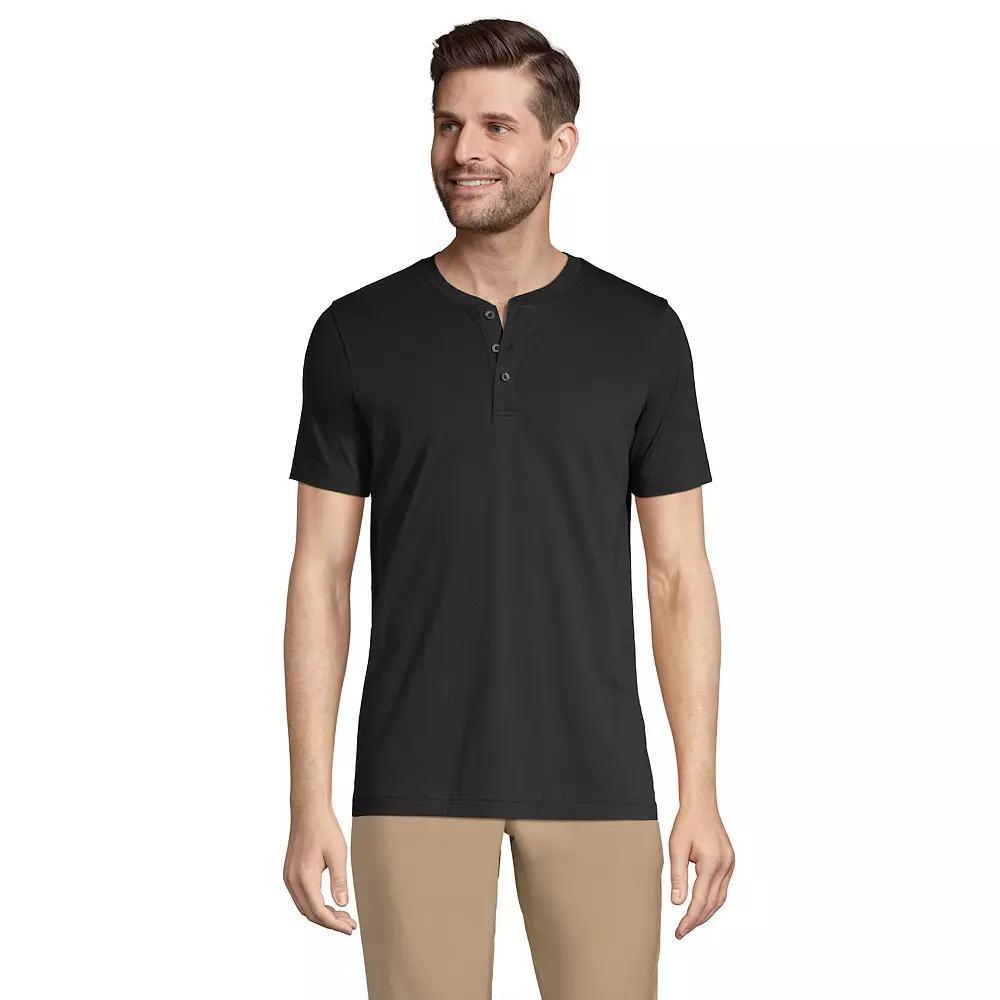 Men's Lands' End Short Sleeve Supima Jersey Henley Top,  Product Image