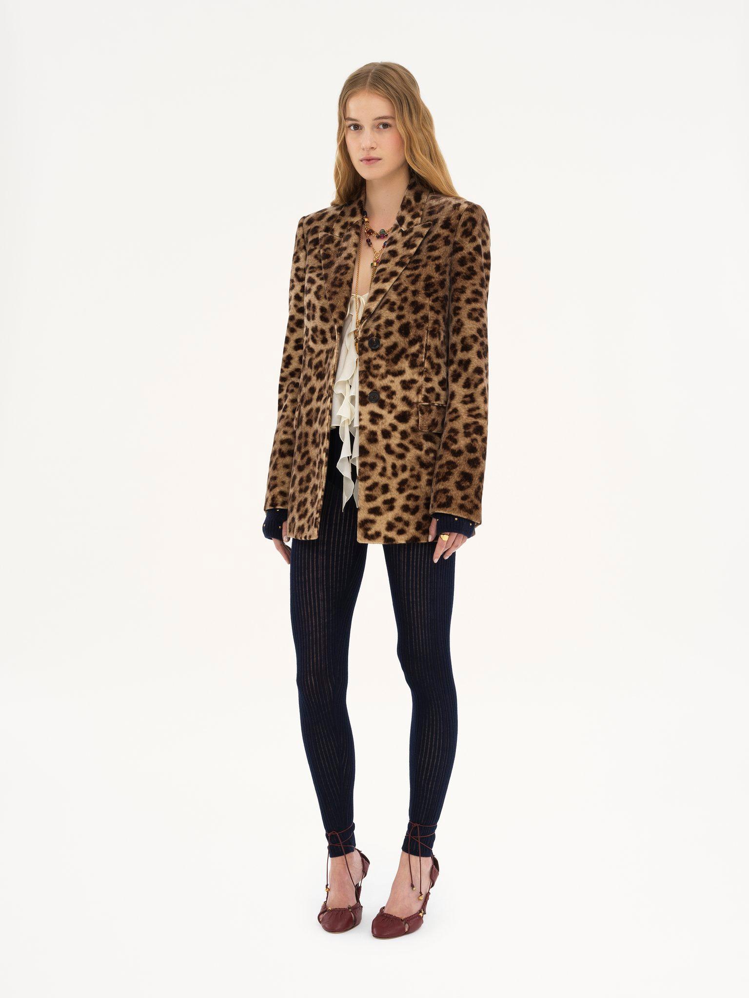 Tailored jacket in leopard-print velvet Product Image