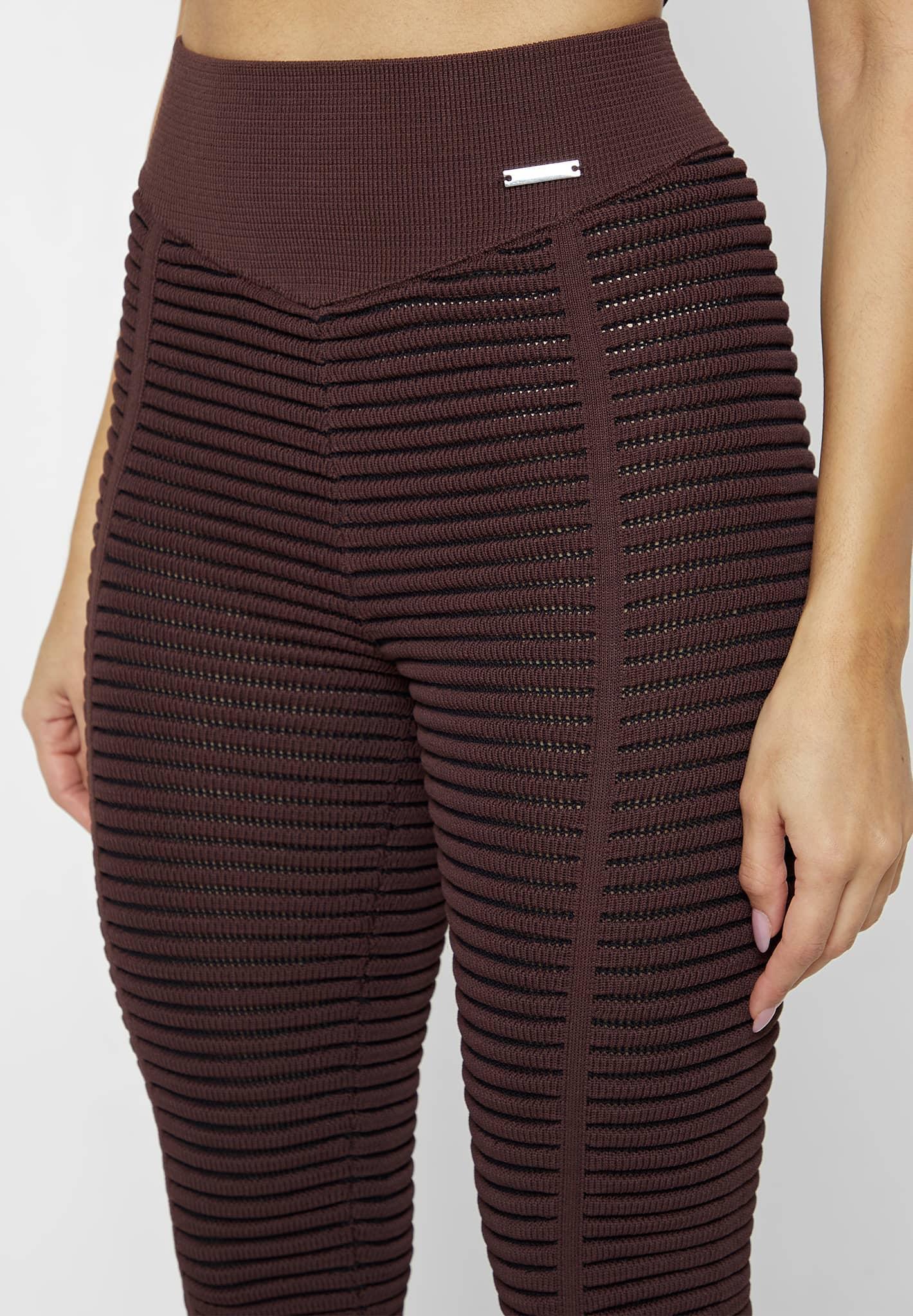 Knitted Contour Flared Leggings - Brown/Black Female Product Image