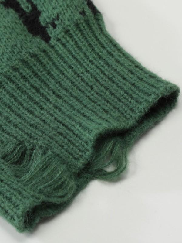 Men's Jacquard Distressed Pullover Sweater Product Image