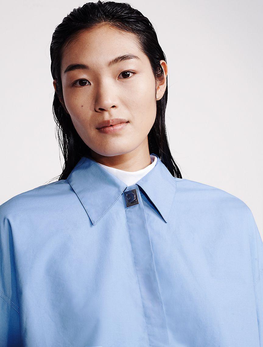 Poplin Woven Cropped Button-Down Shirt Product Image