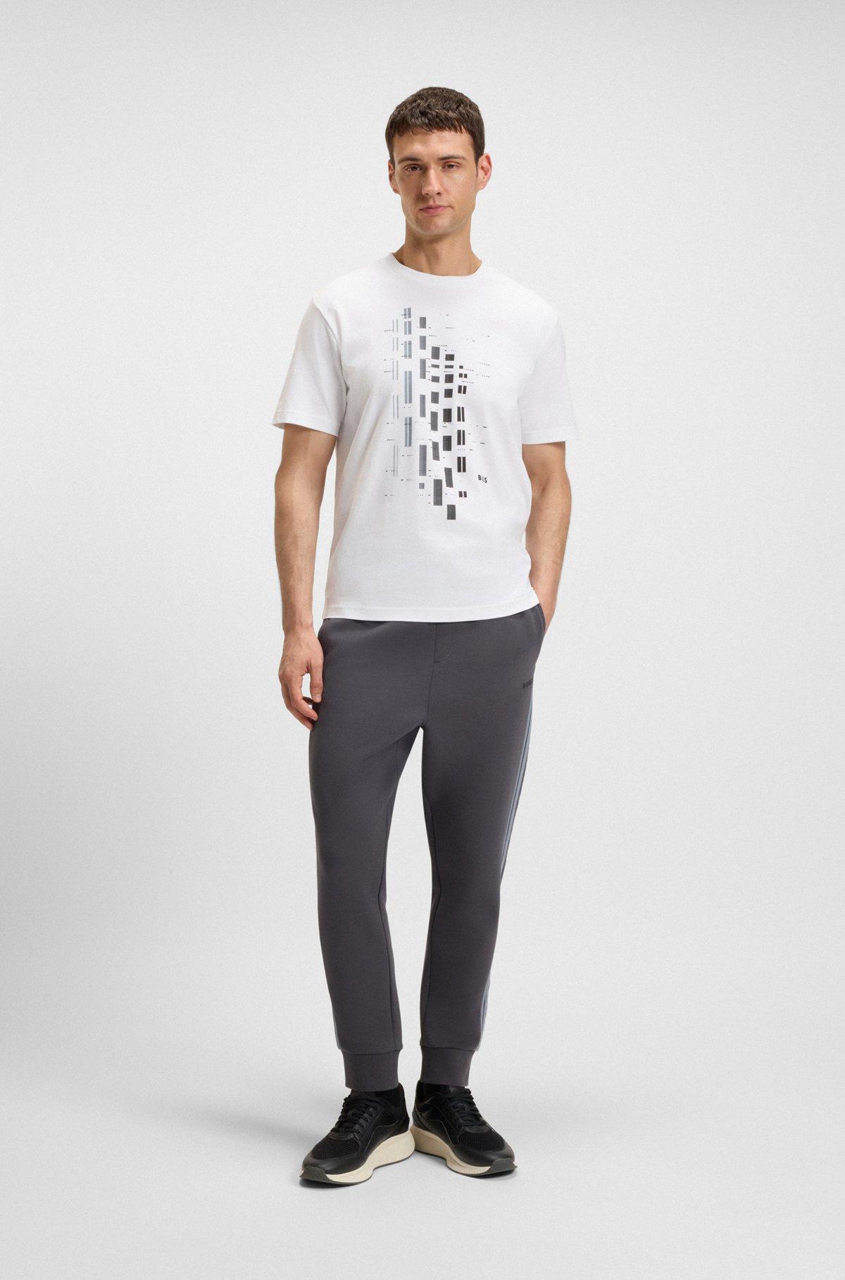 Stretch-cotton T-shirt with geometric print Product Image