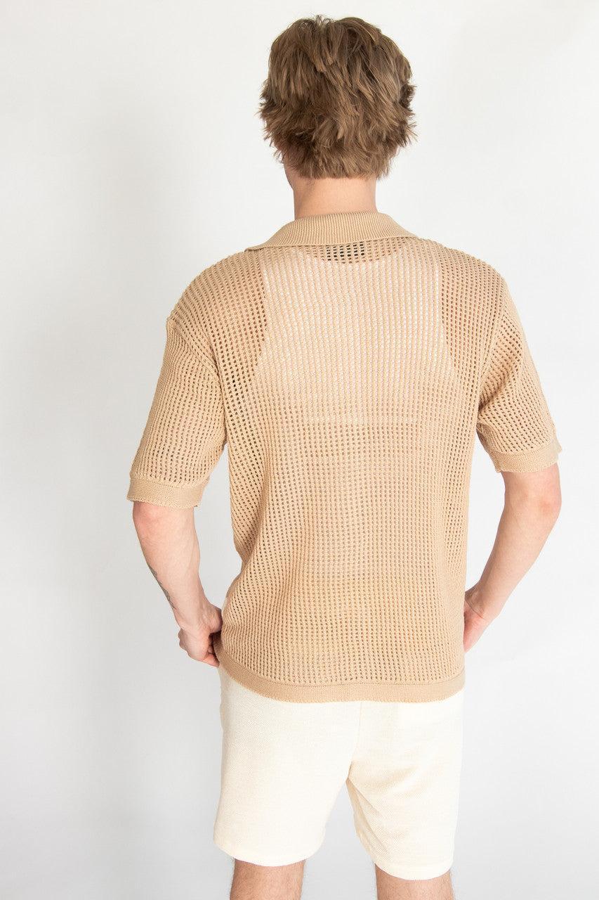 Crochet Bowling Style Button Up Shirt Product Image