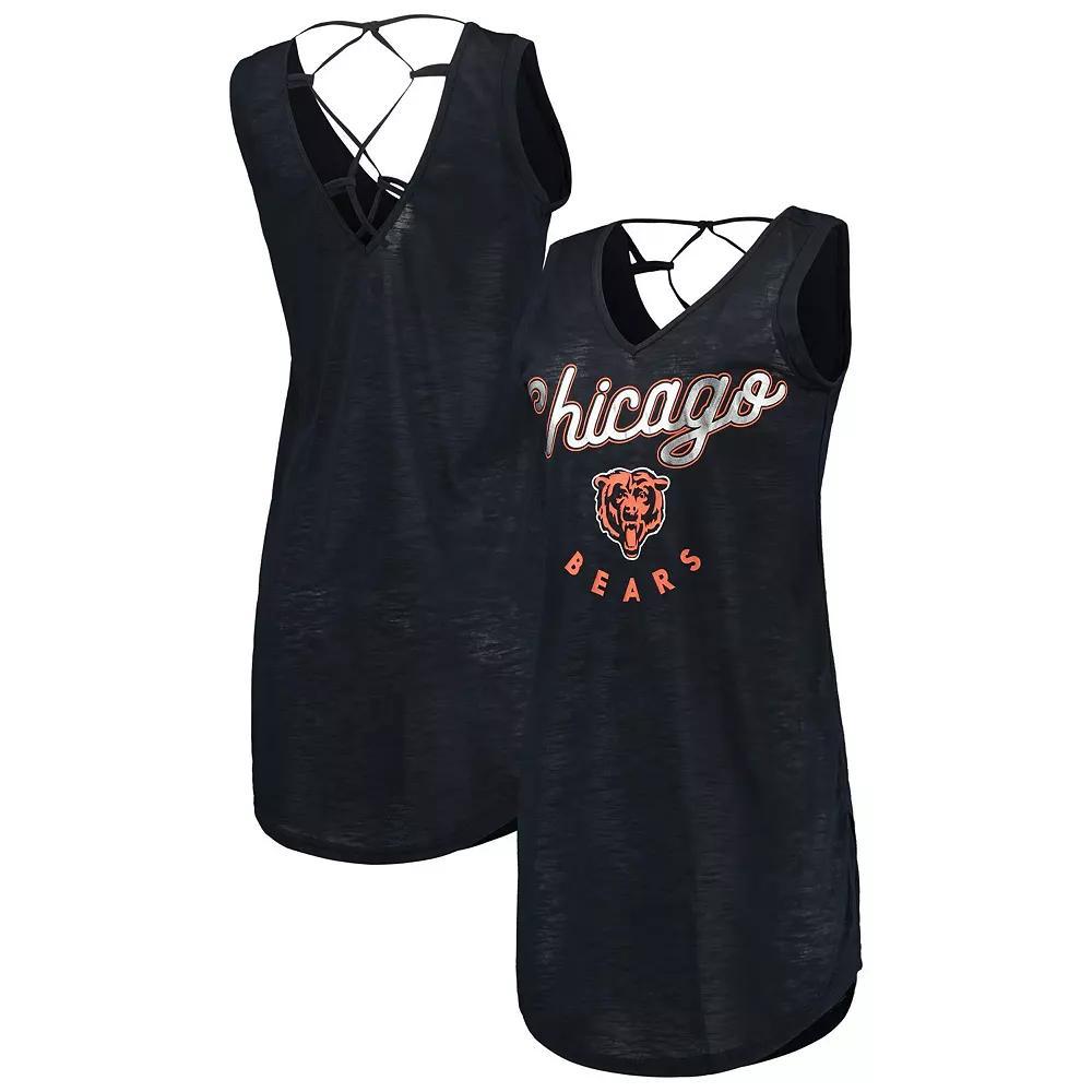 Women's G-III 4Her by Carl Banks Navy Chicago Bears Game Time Swim V-Neck Cover-Up Dress,  Product Image