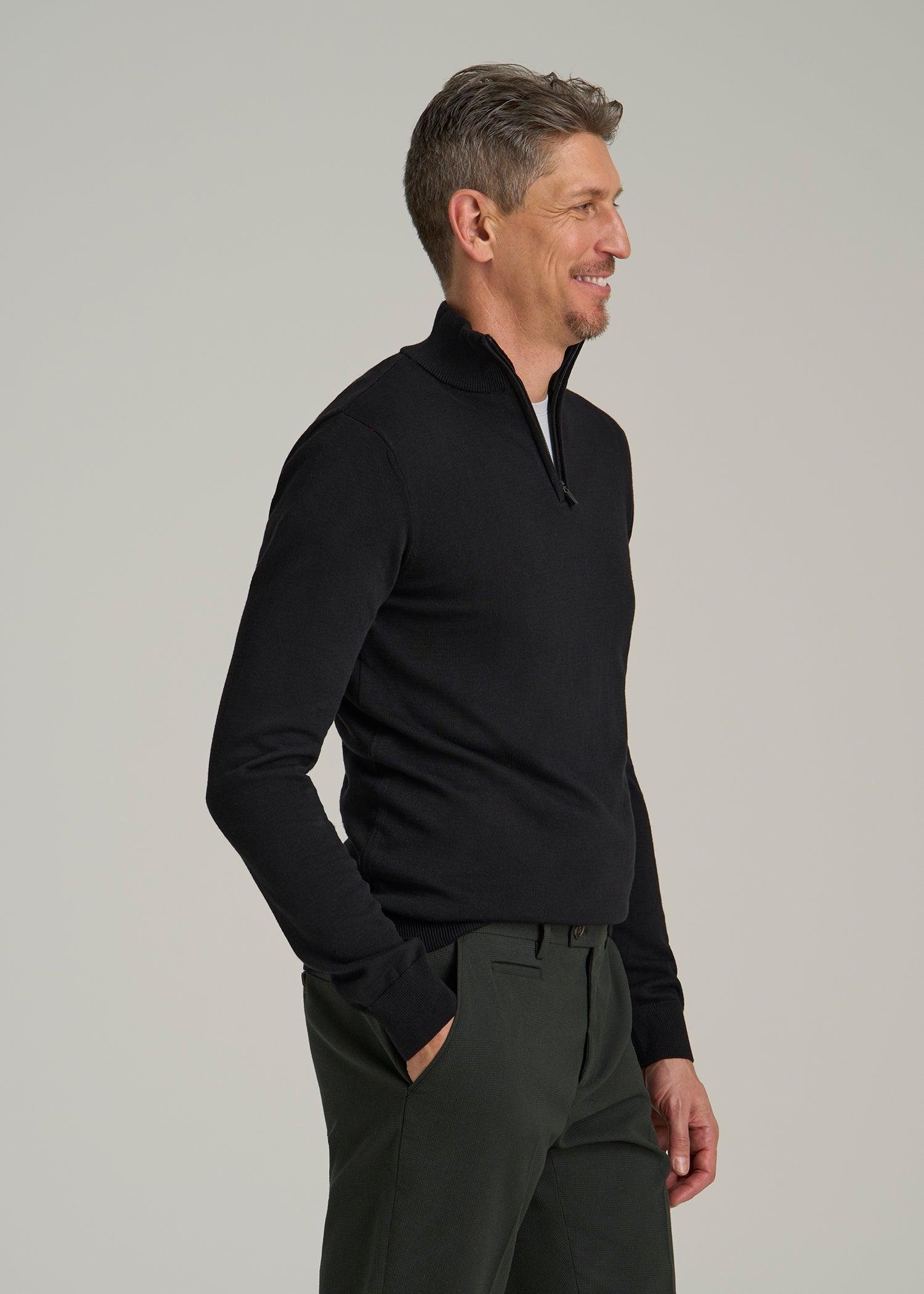 Everyday Quarter-Zip Sweater for Tall Men in Black Male Product Image