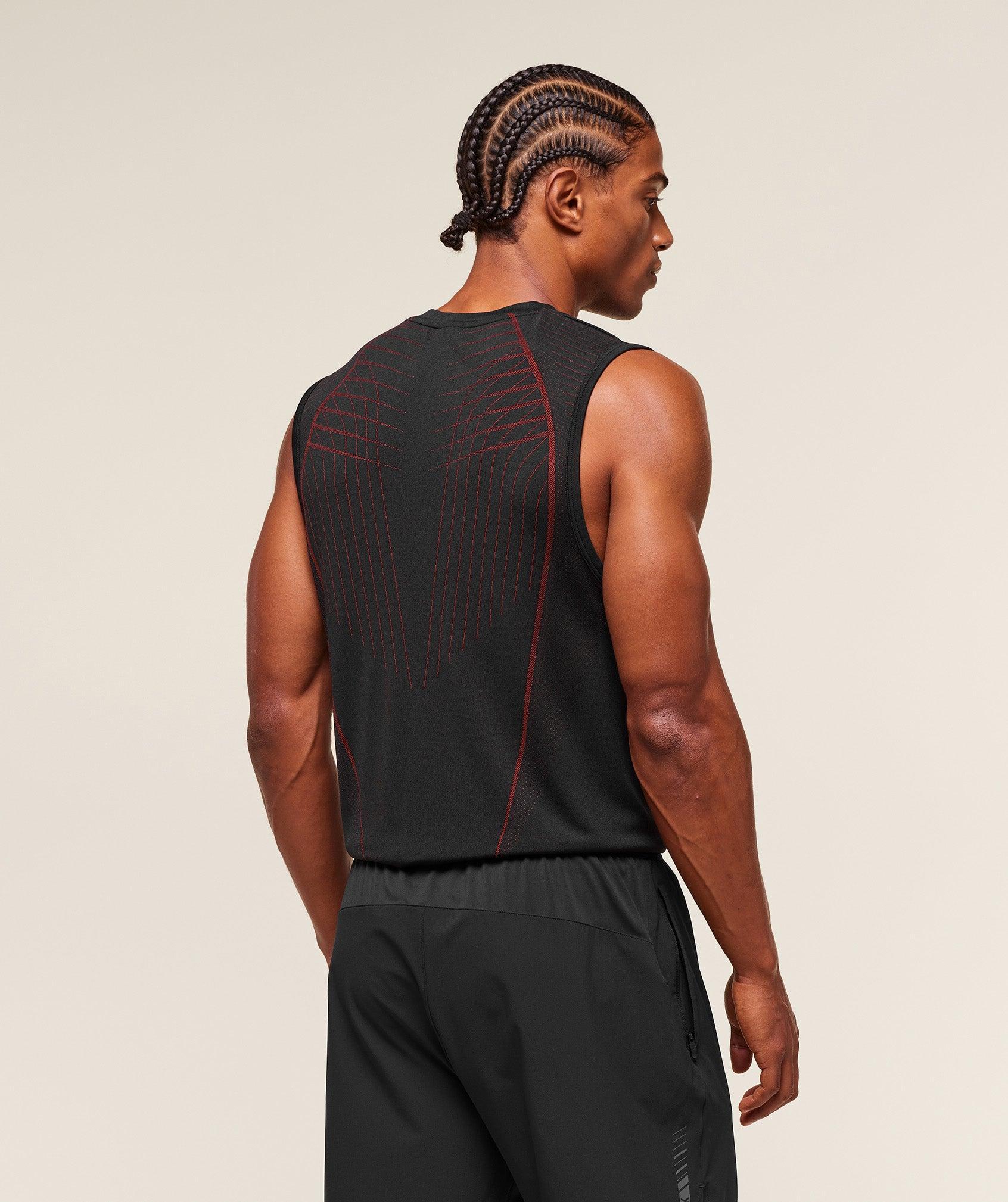 Gymshark Apex Seamless Tank - Black/Carmine Red Male Product Image