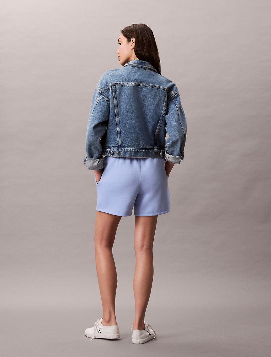 Calvin Klein Womens Monologo Fleece Pull-On Shorts - Blue Product Image