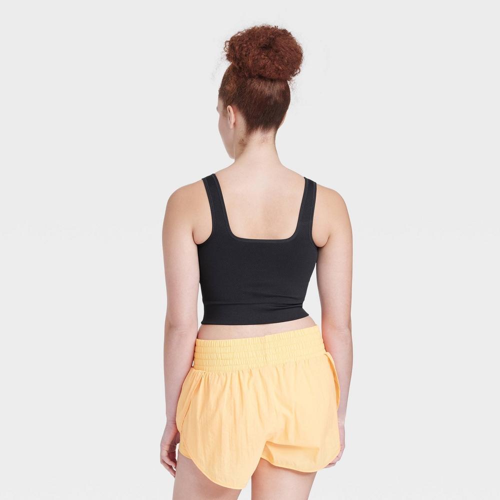 Womens Seamless Square Neck Cropped Tank Top - All In Motion Black XS Product Image