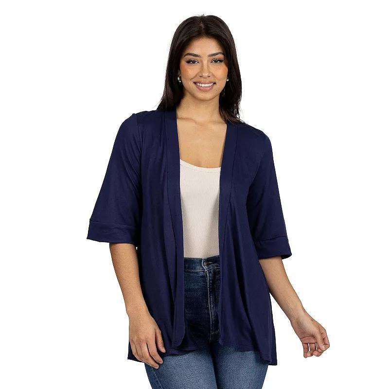 Womens 24Seven Comfort Apparel Open Front Elbow Length Sleeve Cardigan Product Image