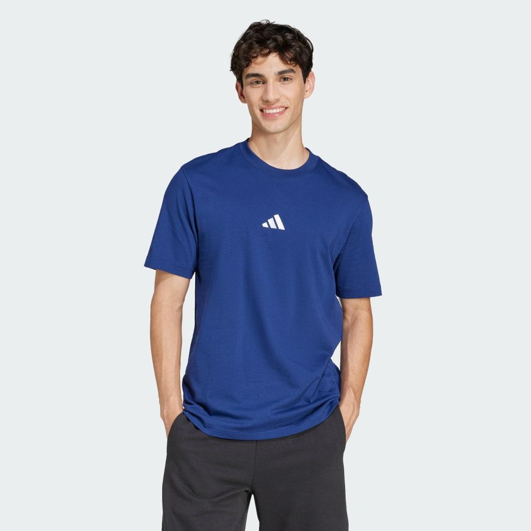 adidas Essentials Small Logo Single Jersey Tee Dark Blue 2XL Mens Product Image