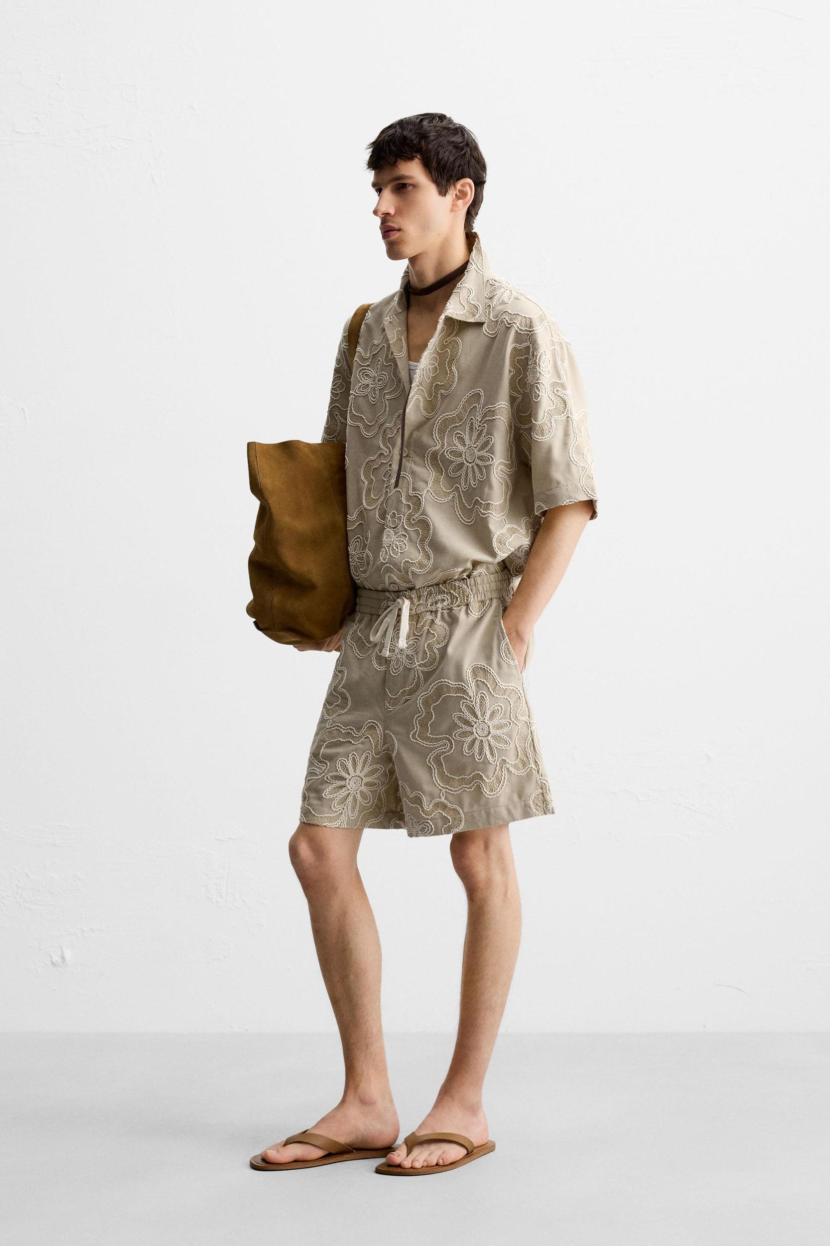 EMBOSSED EMBROIDERY SHORTS Product Image