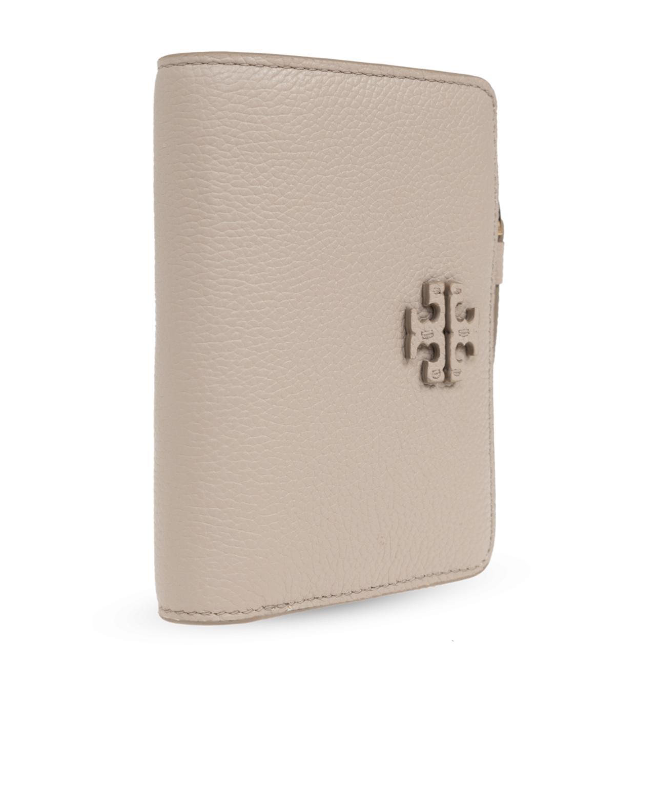 TORY BURCH Logo-patch Leather Wallet In Beige Product Image