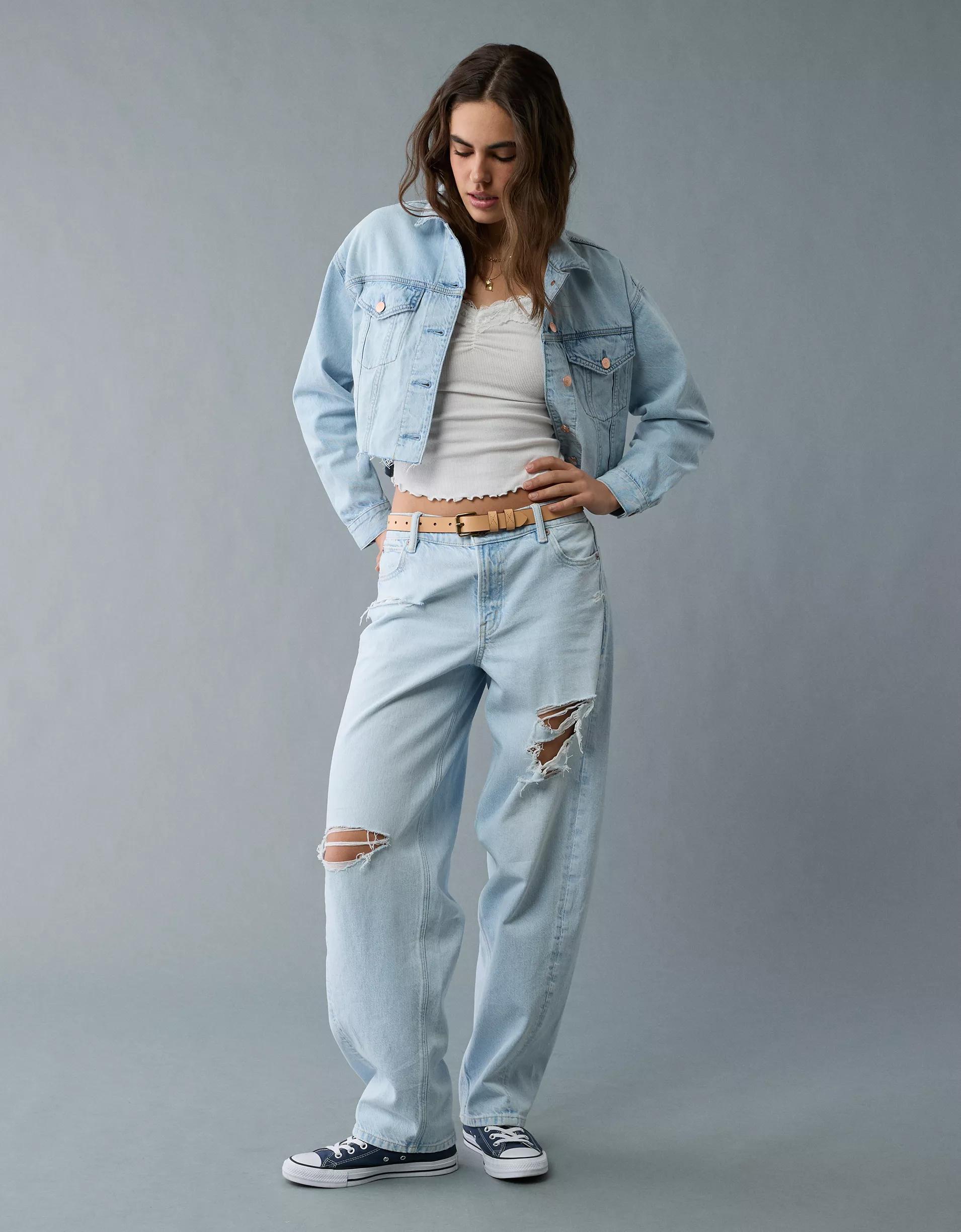 AE Cropped Cut-Off Denim Jacket Product Image