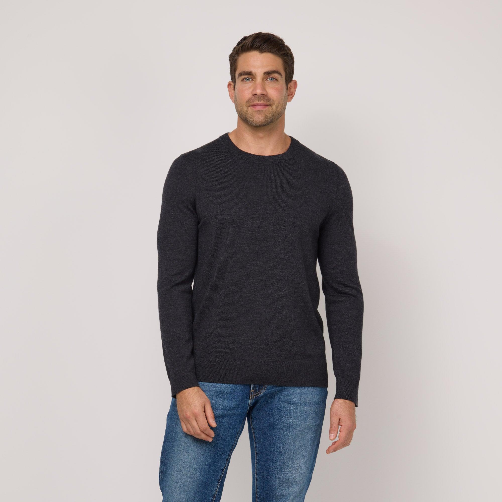 Merino Wool Interlock Sweatshirt | Dark Charcoal Heather Product Image