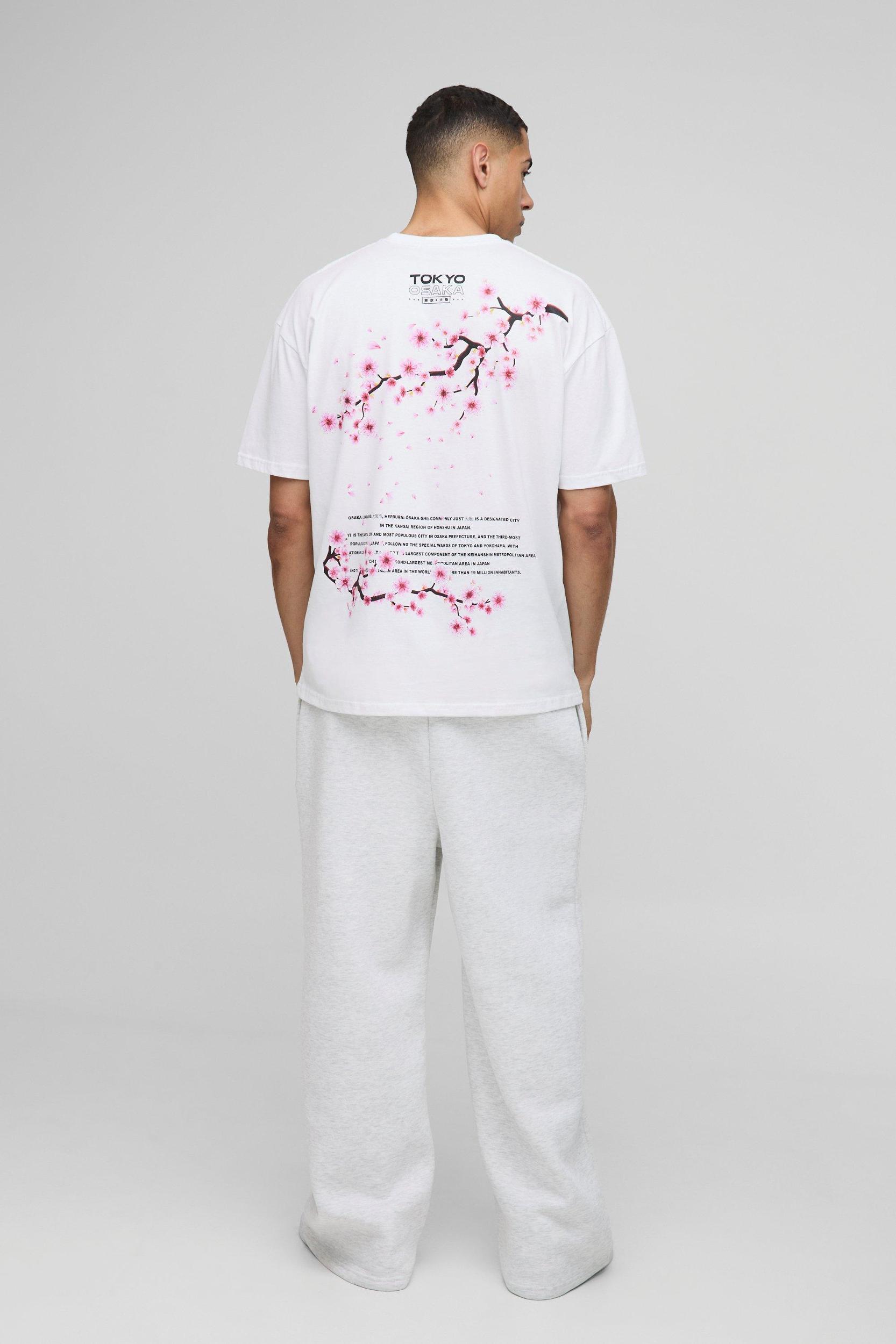 Oversized Cherry Blossom Print T-Shirt | boohooMAN USA Product Image