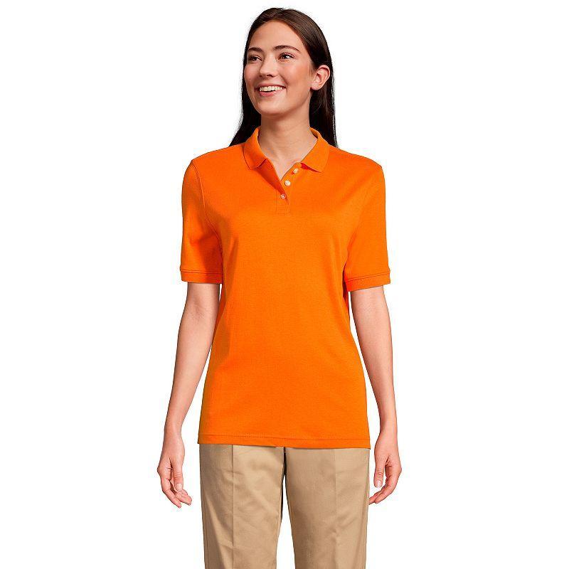 Women's Lands' End School Uniform Classic Short Sleeve Interlock Polo Top, Size: Large, White Product Image