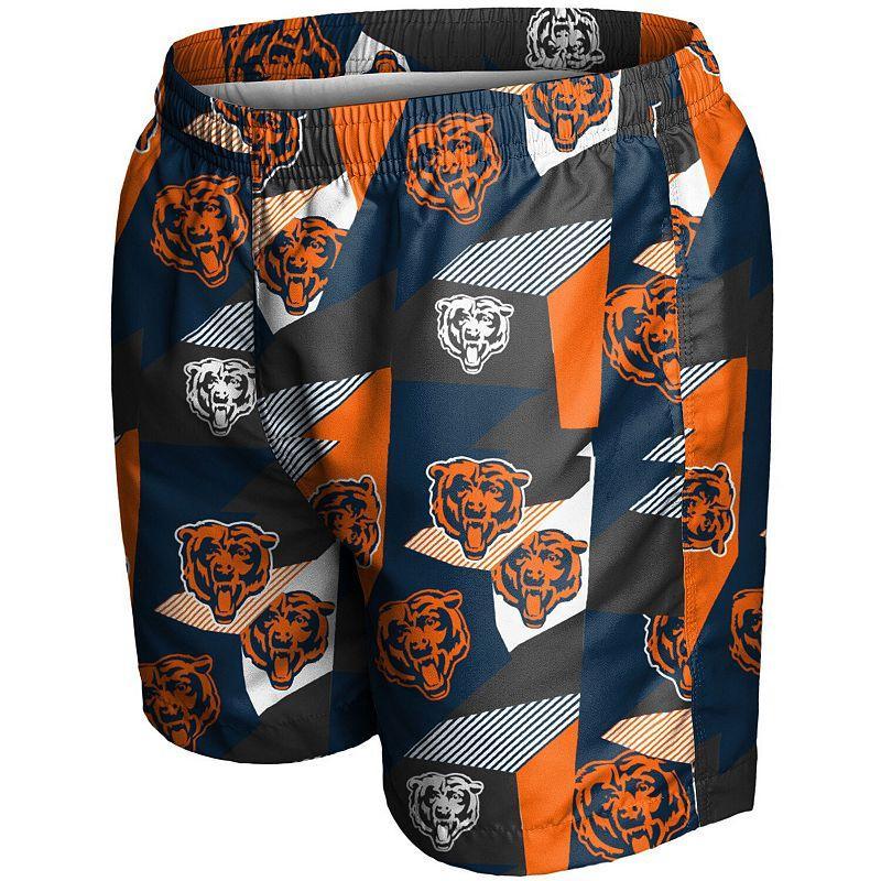 Mens FOCO /Orange Chicago Bears Geo Print Swim Trunks Blue Product Image