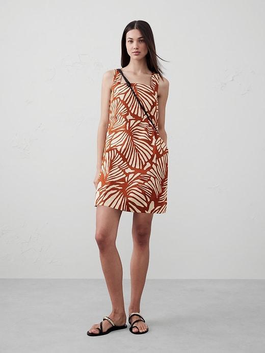 Linen-Blend Square-Neck Mini Shift Product Image