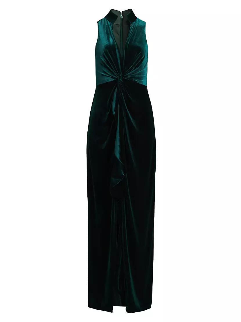 Stretch-Velvet Sleeveless Column Gown Product Image