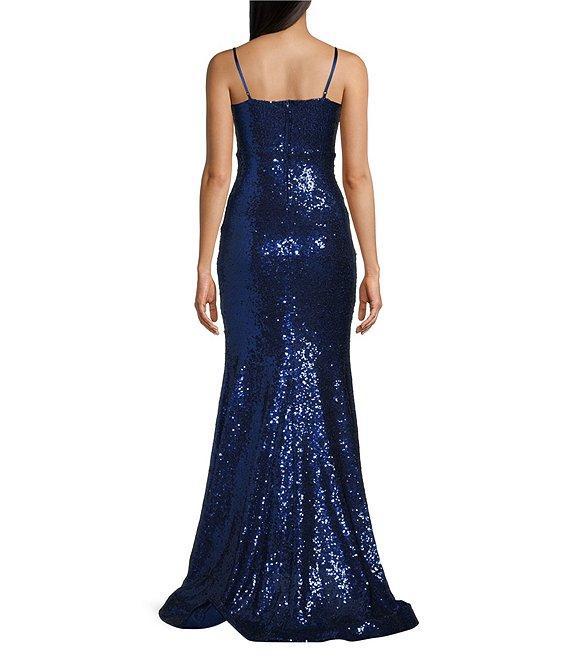 B. Darlin Sequin V-Neck Long Dress With Train Product Image