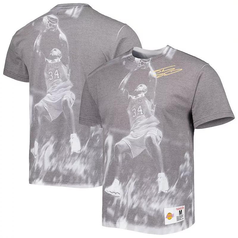 Men's Mitchell & Ness Shaquille O'Neal Gray Los Angeles Lakers Above The Rim Sublimated T-Shirt,  Product Image