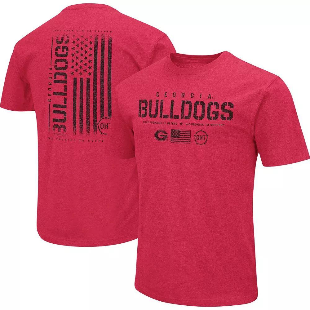 Men's Colosseum Heather Red Georgia Bulldogs OHT Military Appreciation Flag 2.0 T-Shirt, Size: Medium Product Image