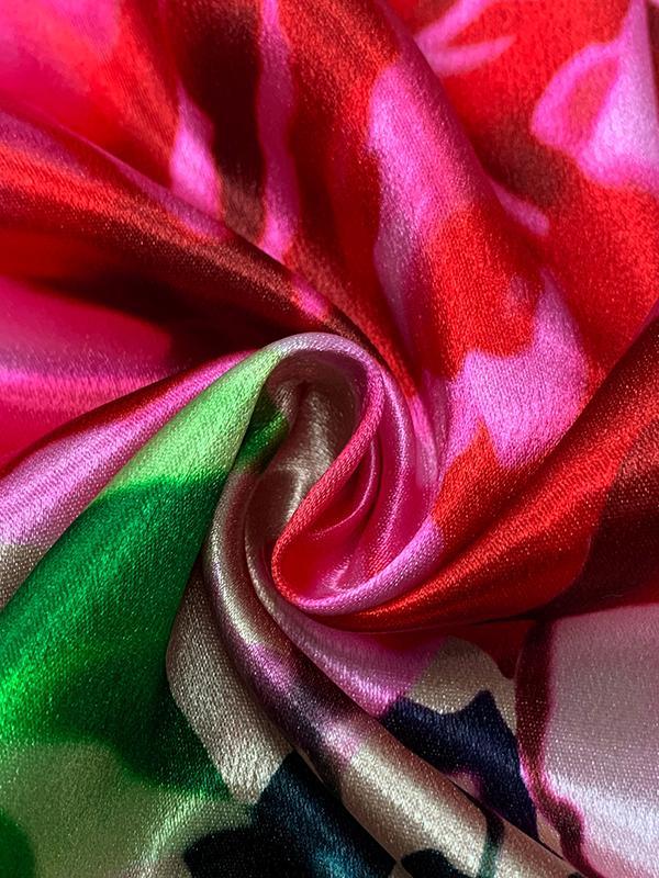 A-Line Half Sleeves Elasticity Flower Print Split-Front V-Neck Maxi Dresses Product Image