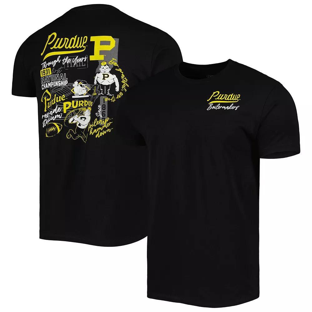 Men's Black Purdue Boilermakers Vintage Through the Years Two-Hit T-Shirt, Size: XL Product Image