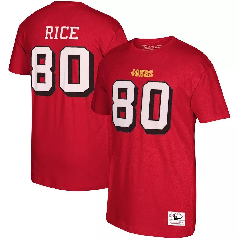 Men's Mitchell & Ness San Francisco 49ers Jerry Rice Scarlet Retired Player Name & Number T-Shirt, Size: Large Product Image