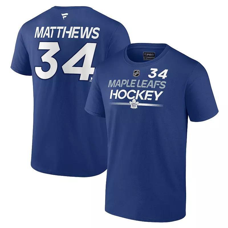 Men's Fanatics Branded Auston Matthews Blue Toronto Maple Leafs Authentic Pro Prime Name & Number T-Shirt,  Product Image