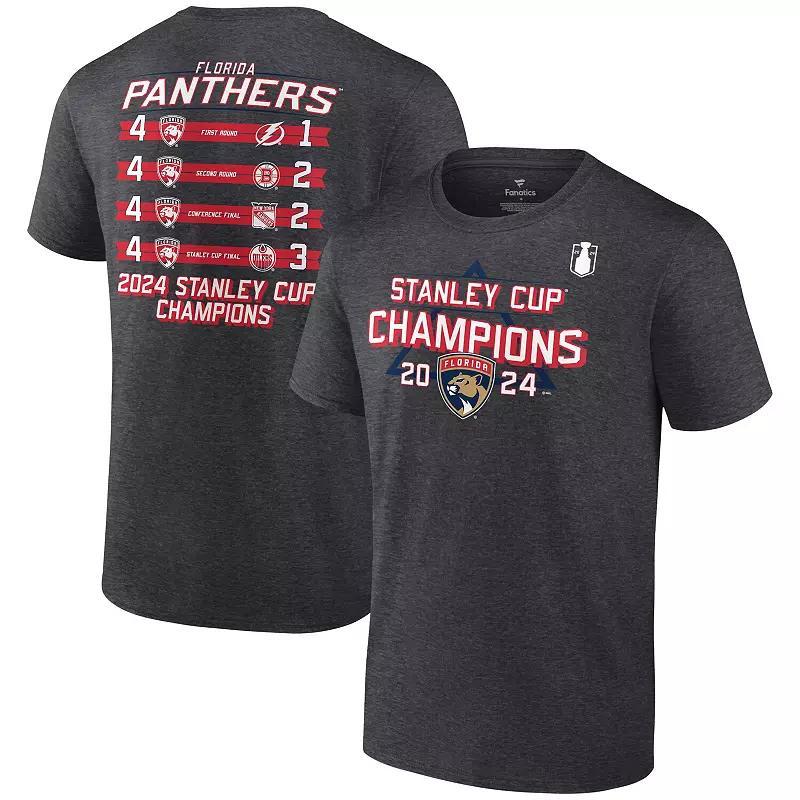 Men's Fanatics  Heather Charcoal Florida Panthers 2024 Stanley Cup Champions Schedule T-Shirt, Size: 3XL, Pnt Charco Product Image