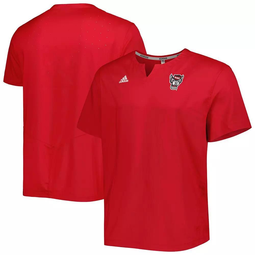 Men's adidas Red NC State Wolfpack Notch Neck Iron Cage Top, Size: Medium, Nst Red Product Image